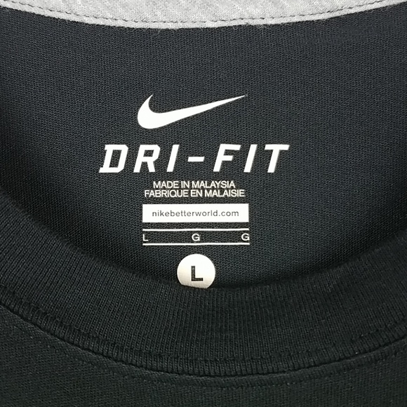 Men's Nike DriFit Black T-shirt Short Sleeve Sz L - Picture 2 of 4